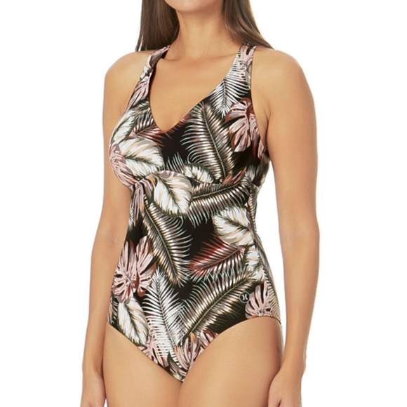 NWT Hurley Scattered Palm One-piece Swimsuit - Picture 1 of 3